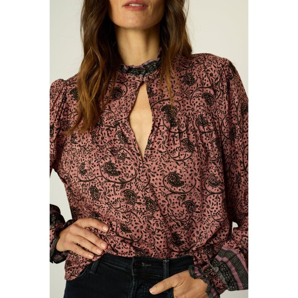 Natalie Martin Rose Pink Paisley Long-Sleeve Blouse